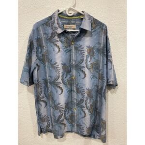 Tommy Bahama large silk blue paisley shirt sleeve shirt